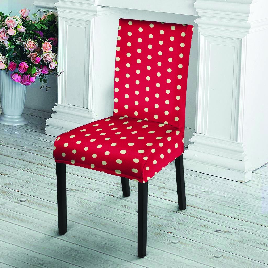 Red Tiny Polka Dot Chair Cover-grizzshop