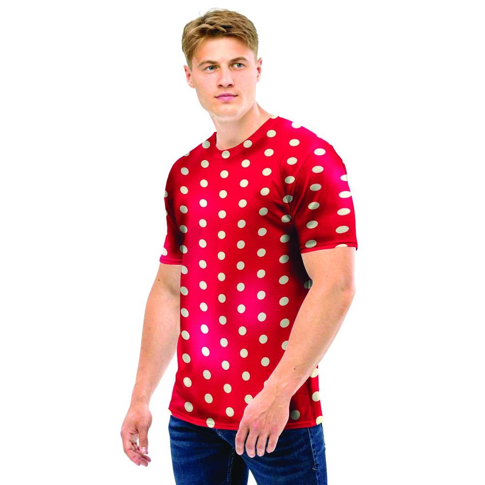 Red Tiny Polka Dot Men T Shirt-grizzshop