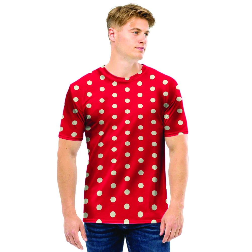 Red Tiny Polka Dot Men T Shirt-grizzshop