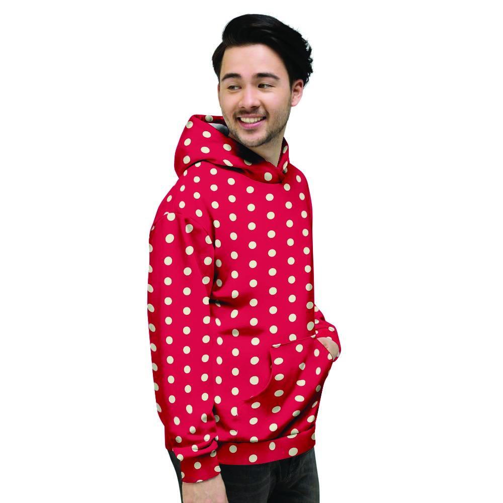 Red Tiny Polka Dot Men's Hoodie-grizzshop