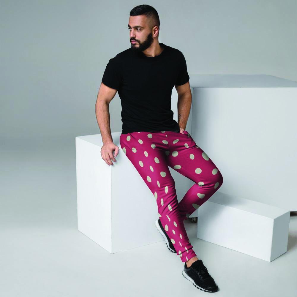 Red Tiny Polka Dot Men's Joggers-grizzshop