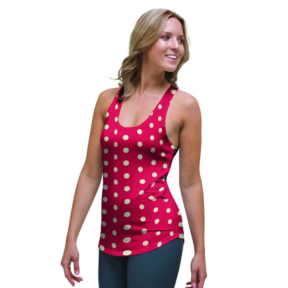 Red Tiny Polka Dot Women's Racerback Tank Top-grizzshop