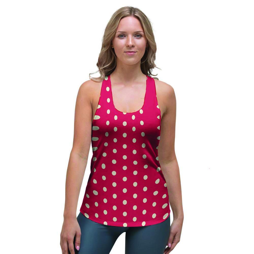 Red Tiny Polka Dot Women's Racerback Tank Top-grizzshop