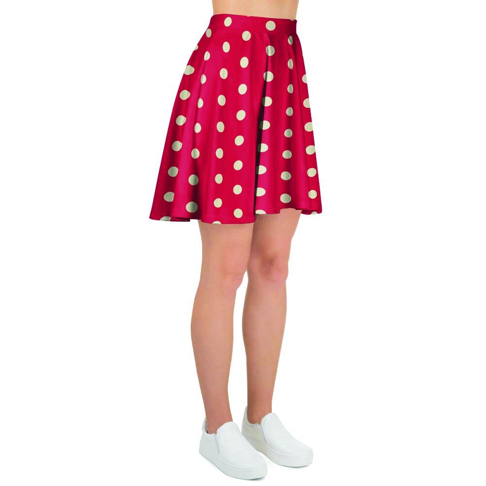 Red Tiny Polka Dot Women's Skirt-grizzshop