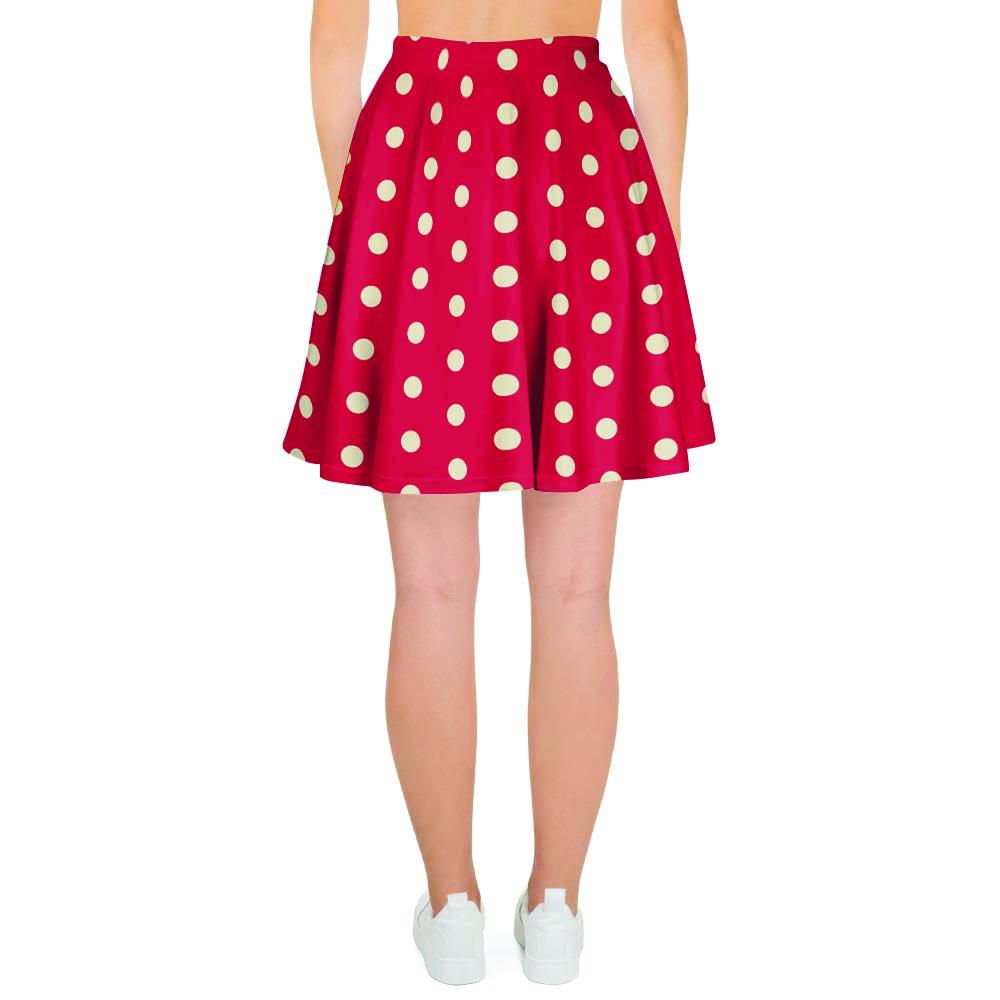 Red Tiny Polka Dot Women's Skirt-grizzshop