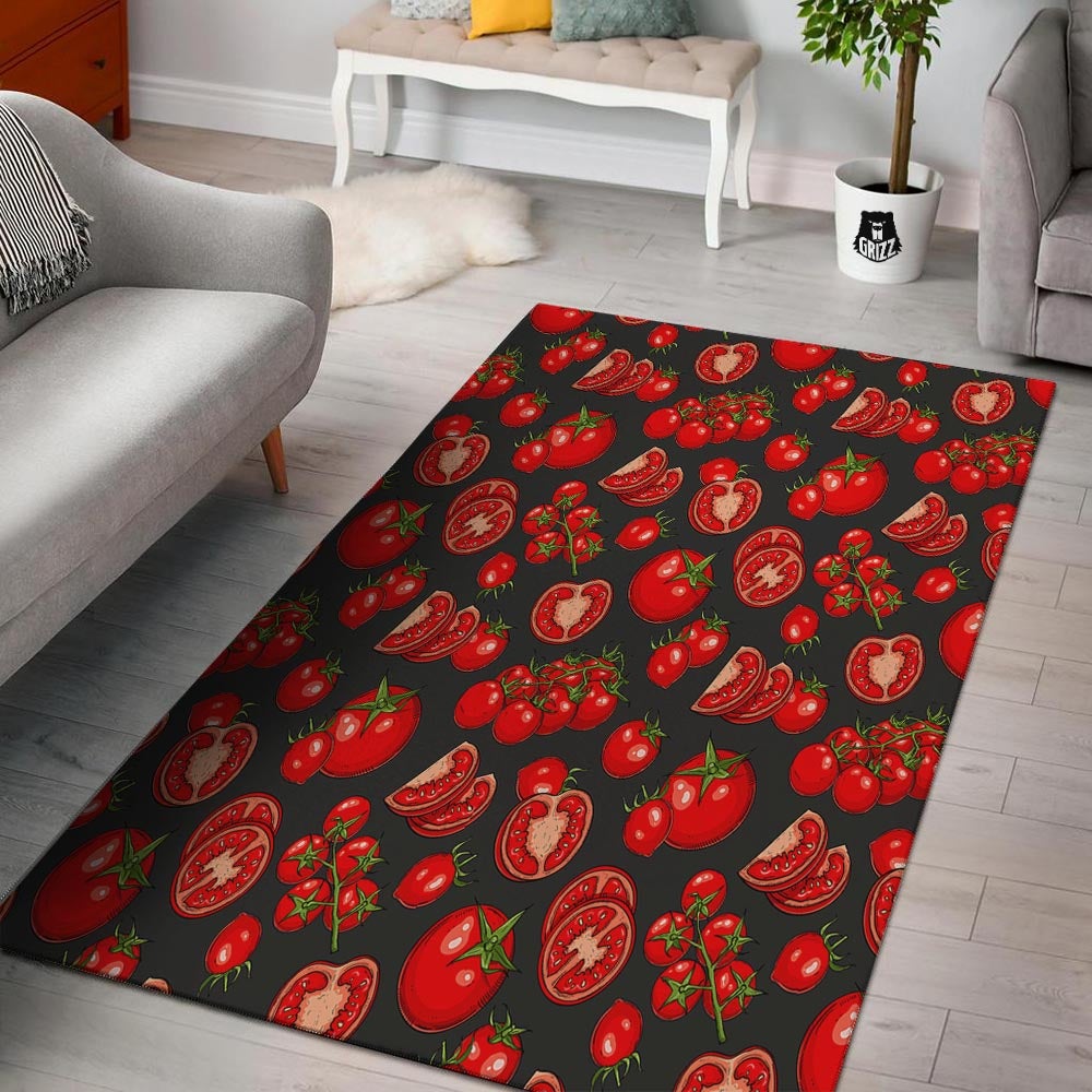 Red Tomato Print Pattern Floor Mat-grizzshop