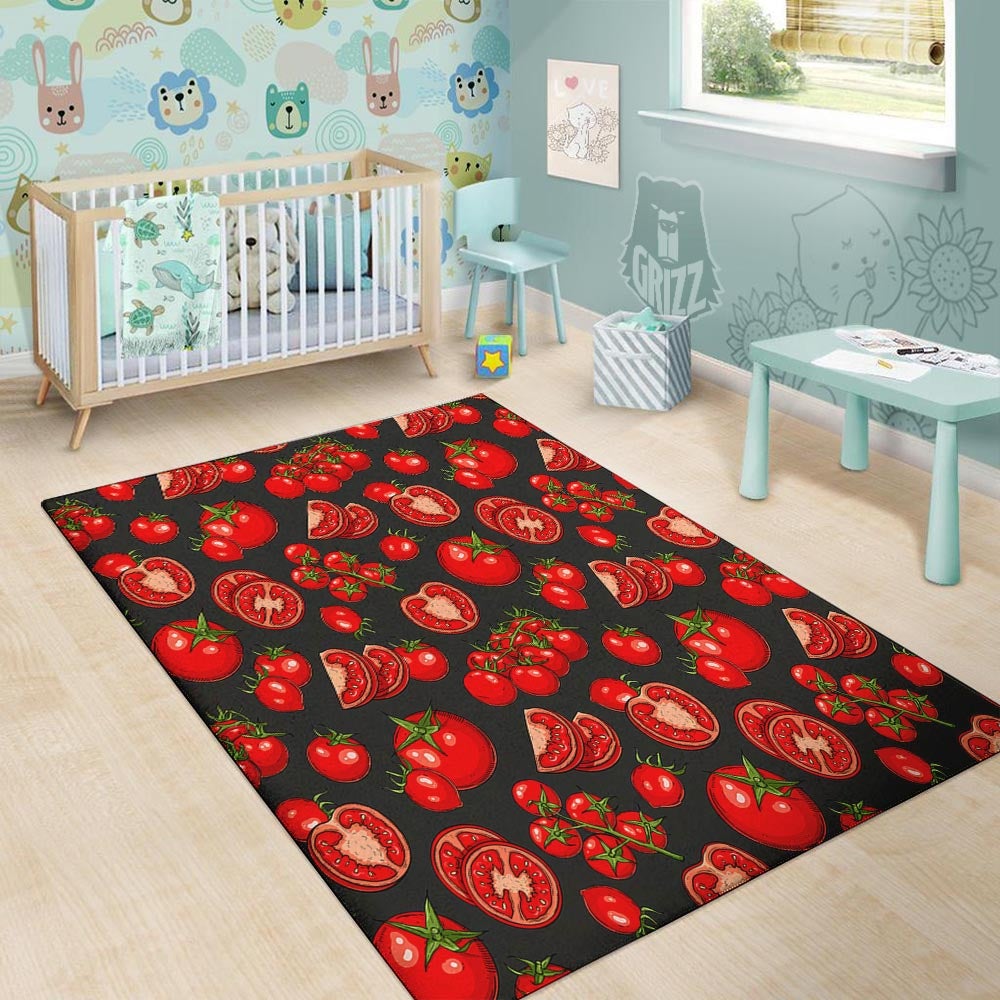Red Tomato Print Pattern Floor Mat-grizzshop