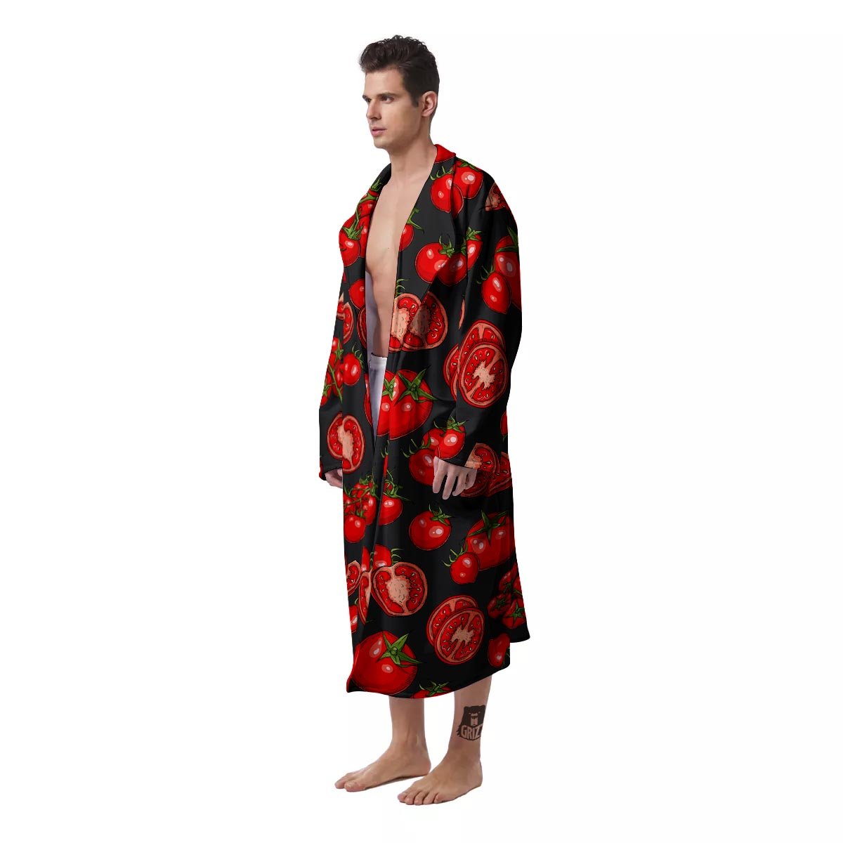 Red Tomato Print Pattern Men's Robe-grizzshop