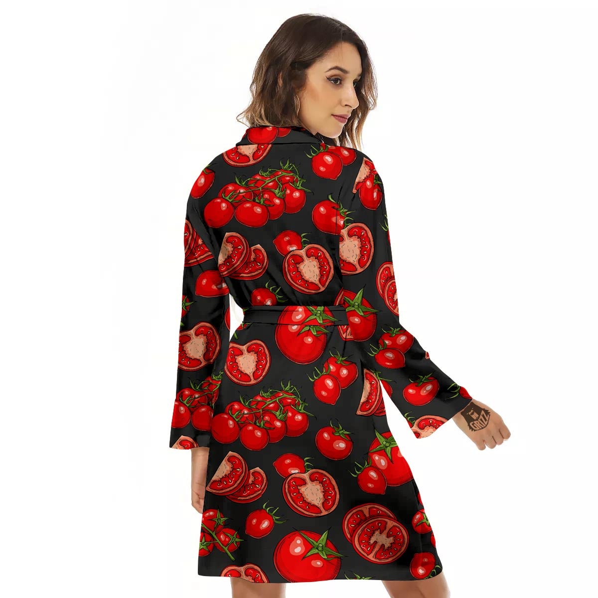 Red Tomato Print Pattern Women's Robe-grizzshop