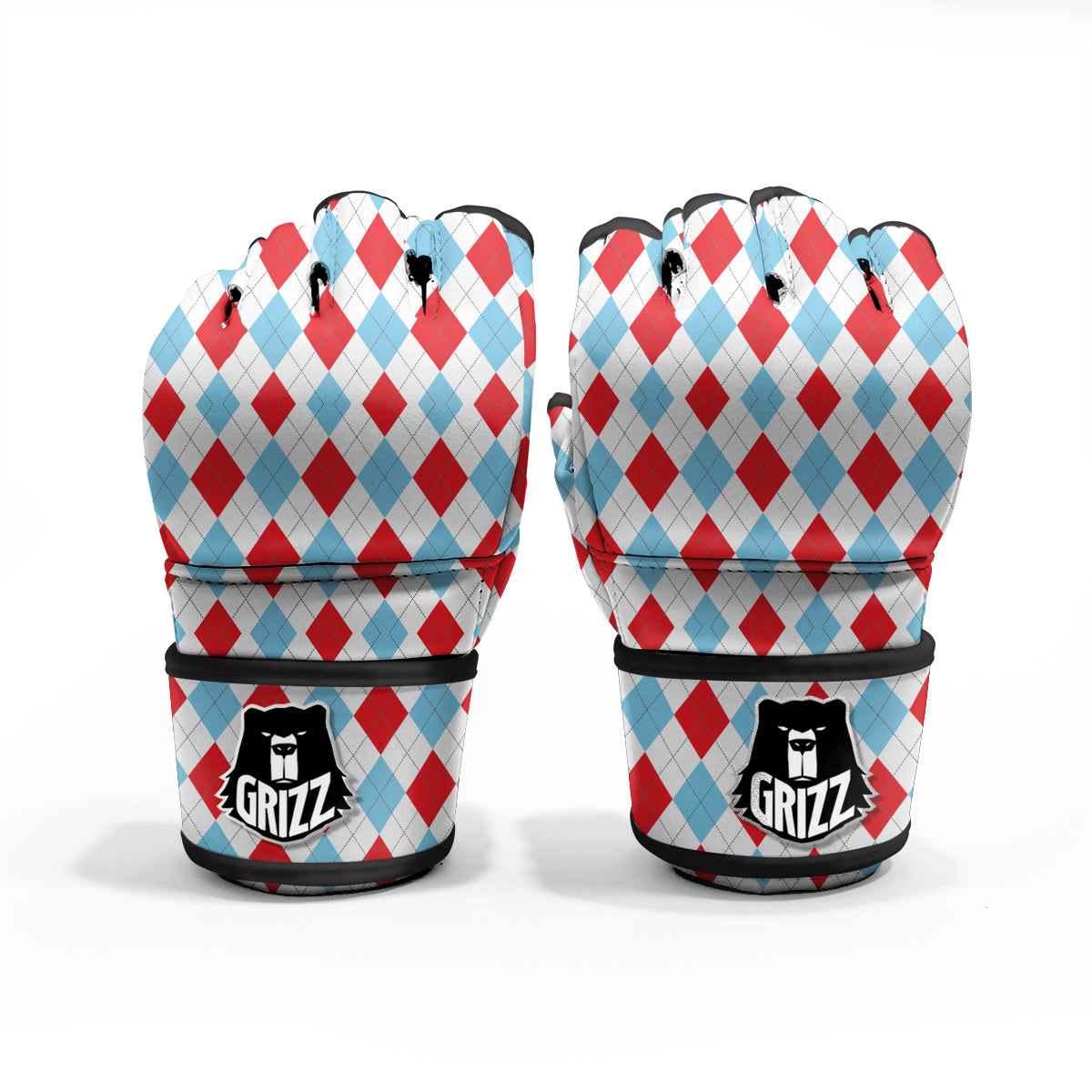 Pink White And Green Argyle Print Pattern Boxing Gloves
