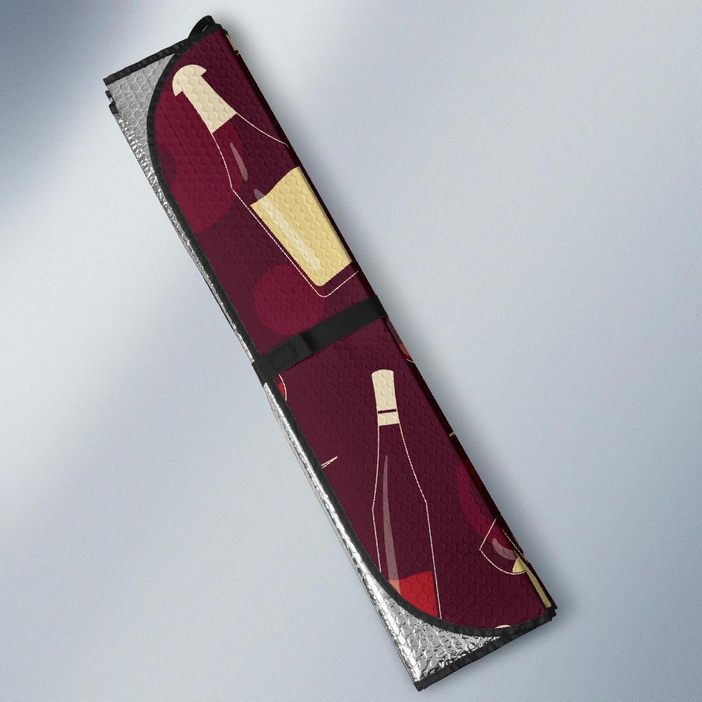 Red Wine Botttle Print Pattern Car Sun Shade-grizzshop