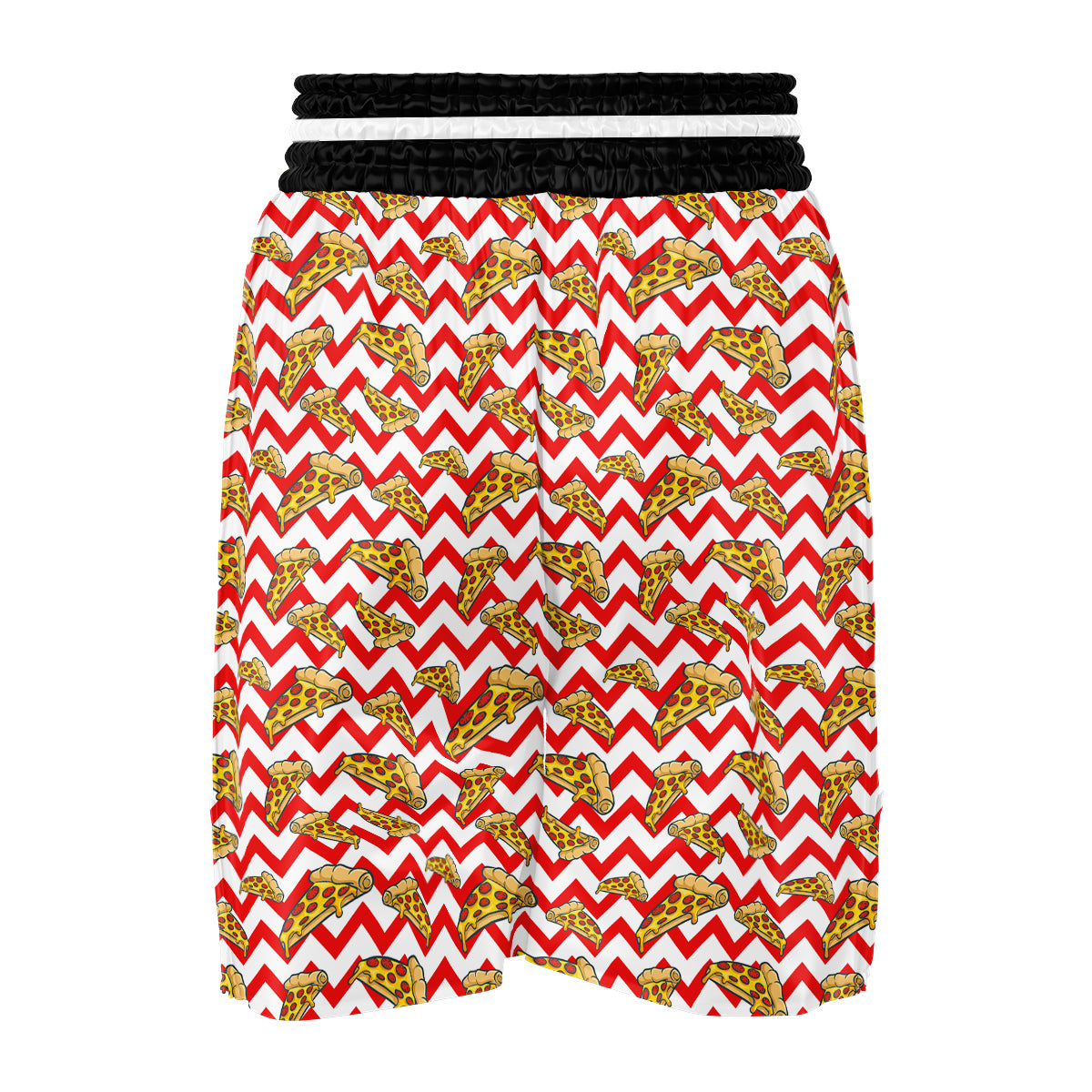 Red Zigzag Pizza Print Pattern Boxing Shorts-grizzshop