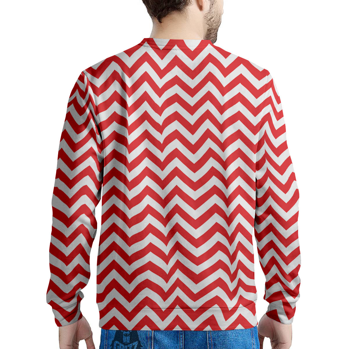 Red Zigzag Print Pattern Men's Sweatshirt-grizzshop