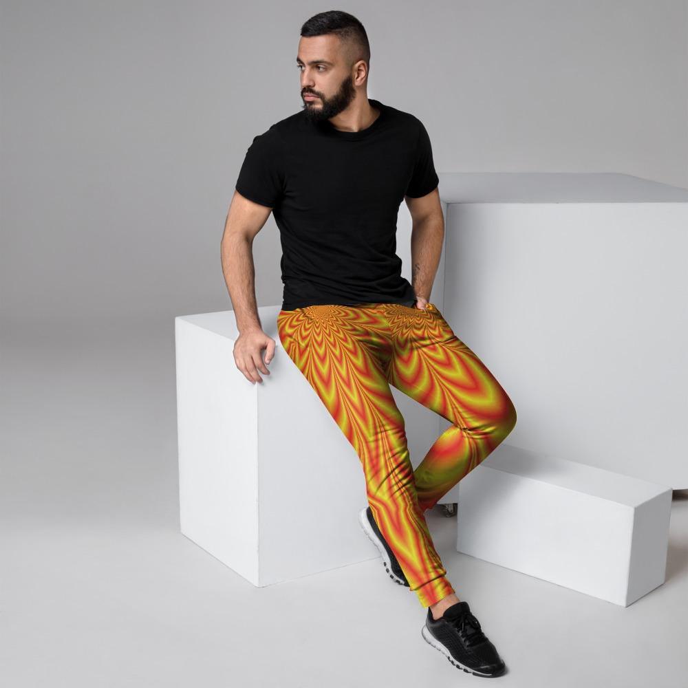 Red and Yellow Abstract Optical illusion Men's Joggers-grizzshop