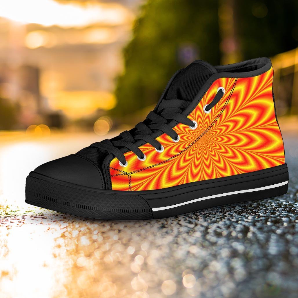 Red and Yellow Abstract Optical illusion Women's High Top Shoes-grizzshop