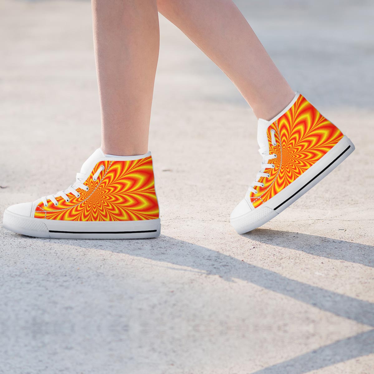 Red and Yellow Abstract Optical illusion Women's High Top Shoes-grizzshop