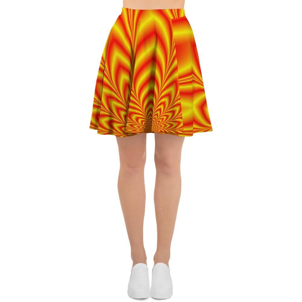 Red and Yellow Abstract Optical illusion Women's Skirt-grizzshop