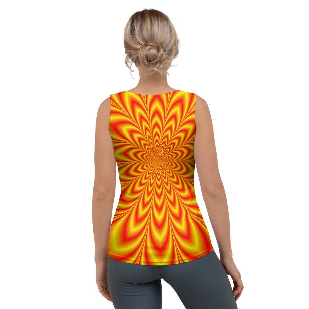 Red and Yellow Abstract Optical illusion Women's Tank Top-grizzshop
