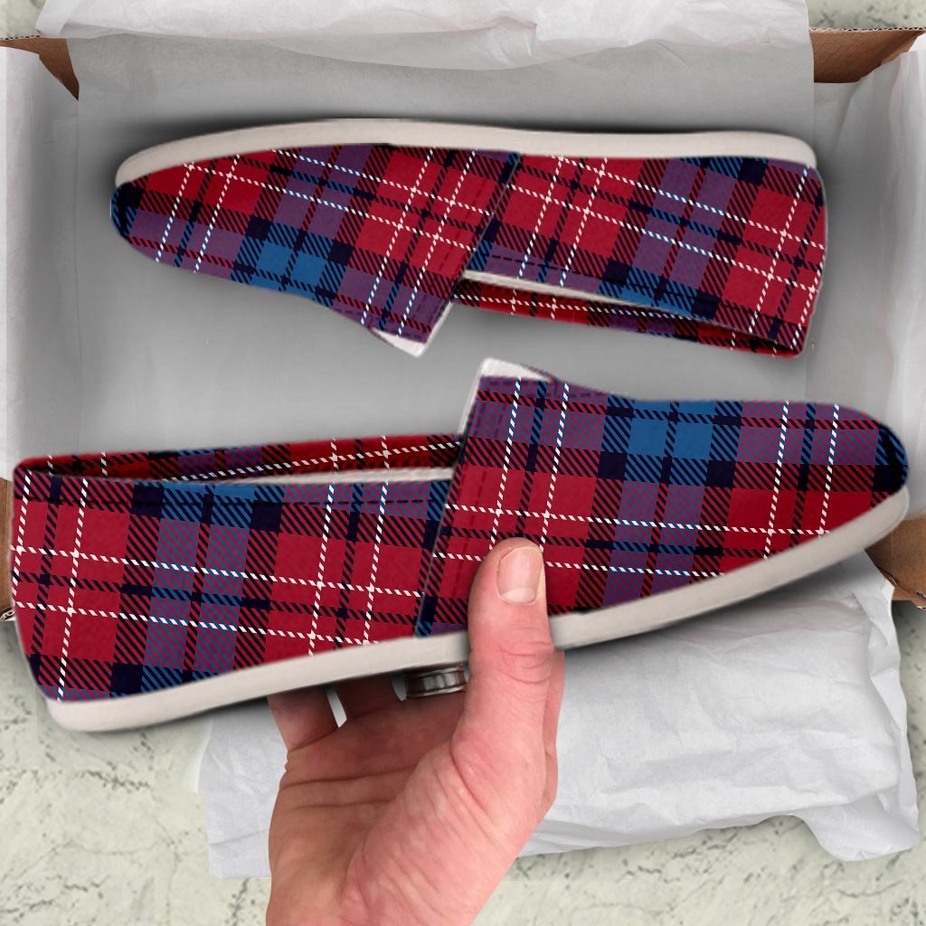 Red And Blue Plaid Tartan Canvas Shoes-grizzshop