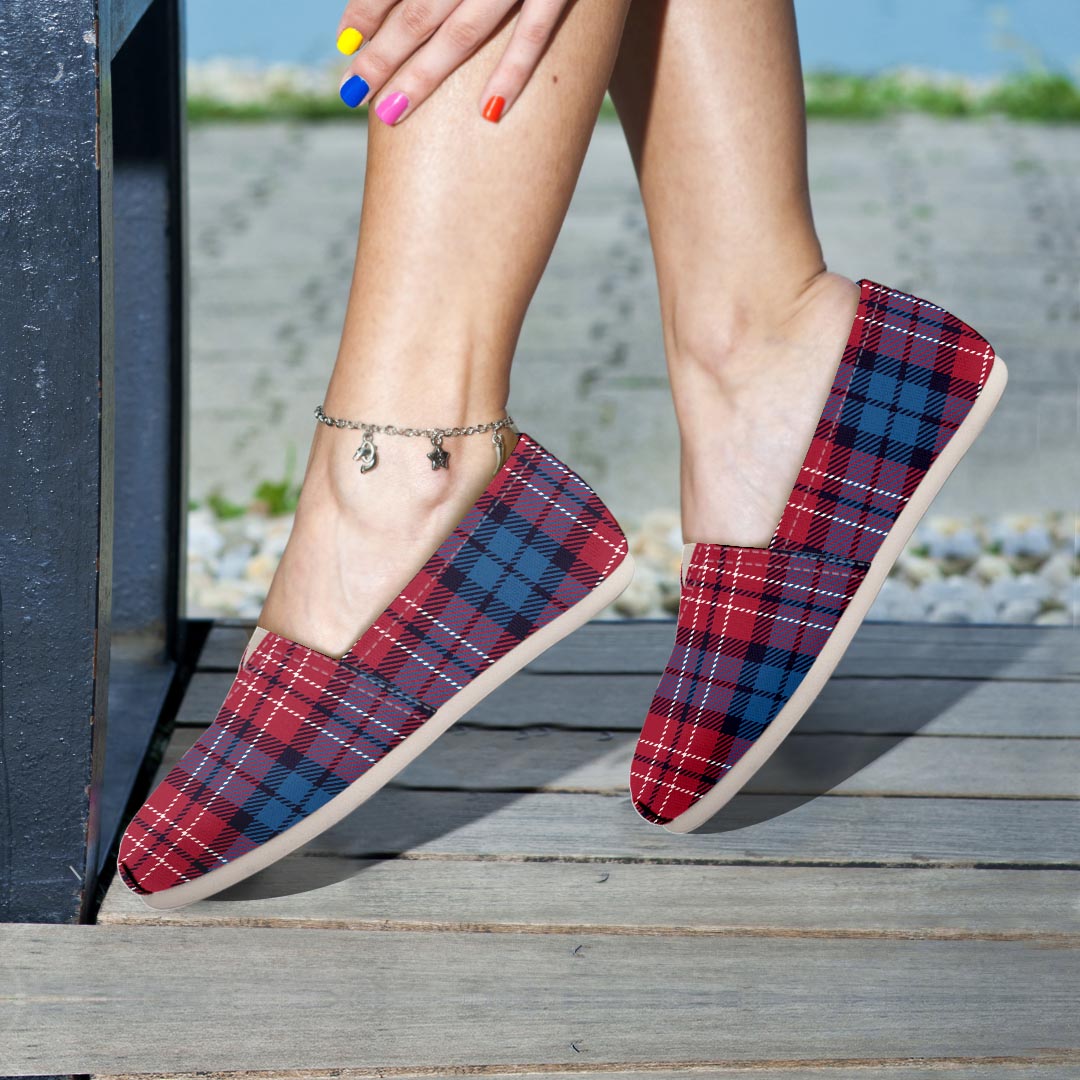 Red And Blue Plaid Tartan Canvas Shoes-grizzshop