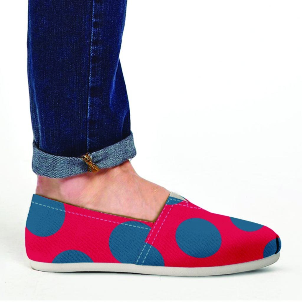 Red And Blue Polka Dot Canvas Shoes-grizzshop