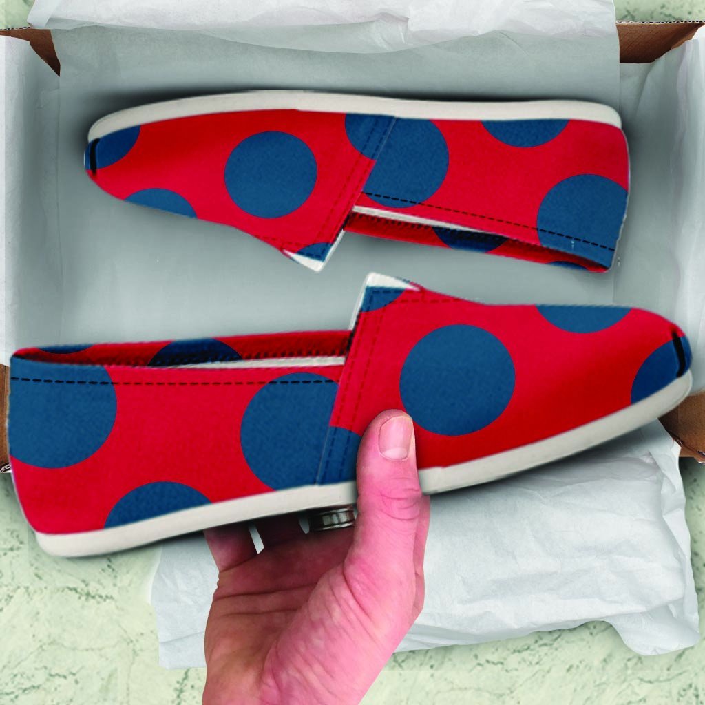Red And Blue Polka Dot Canvas Shoes-grizzshop