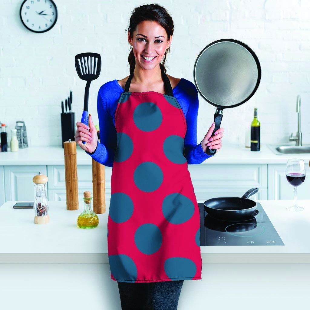Red And Blue Polka Dot Women's Apron-grizzshop