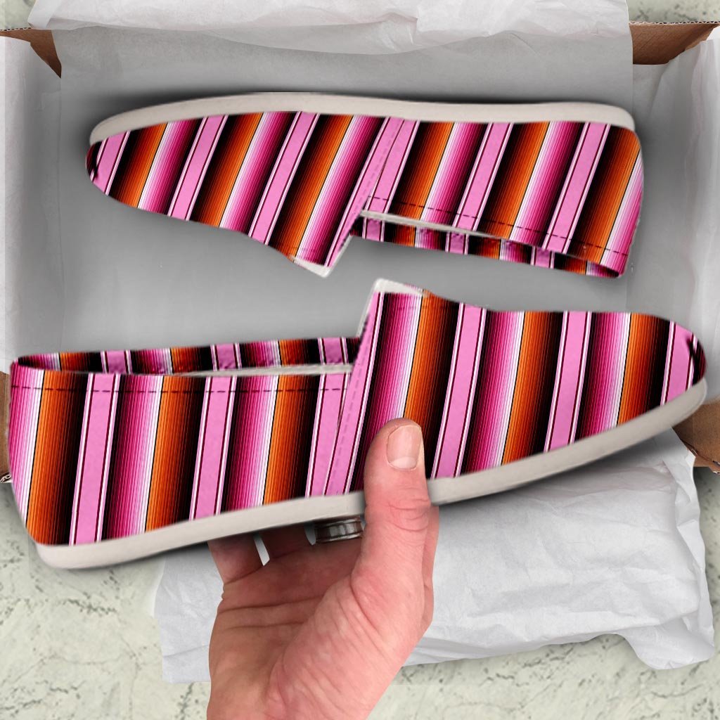 Red And Pink Mexican Baja Canvas Shoes-grizzshop