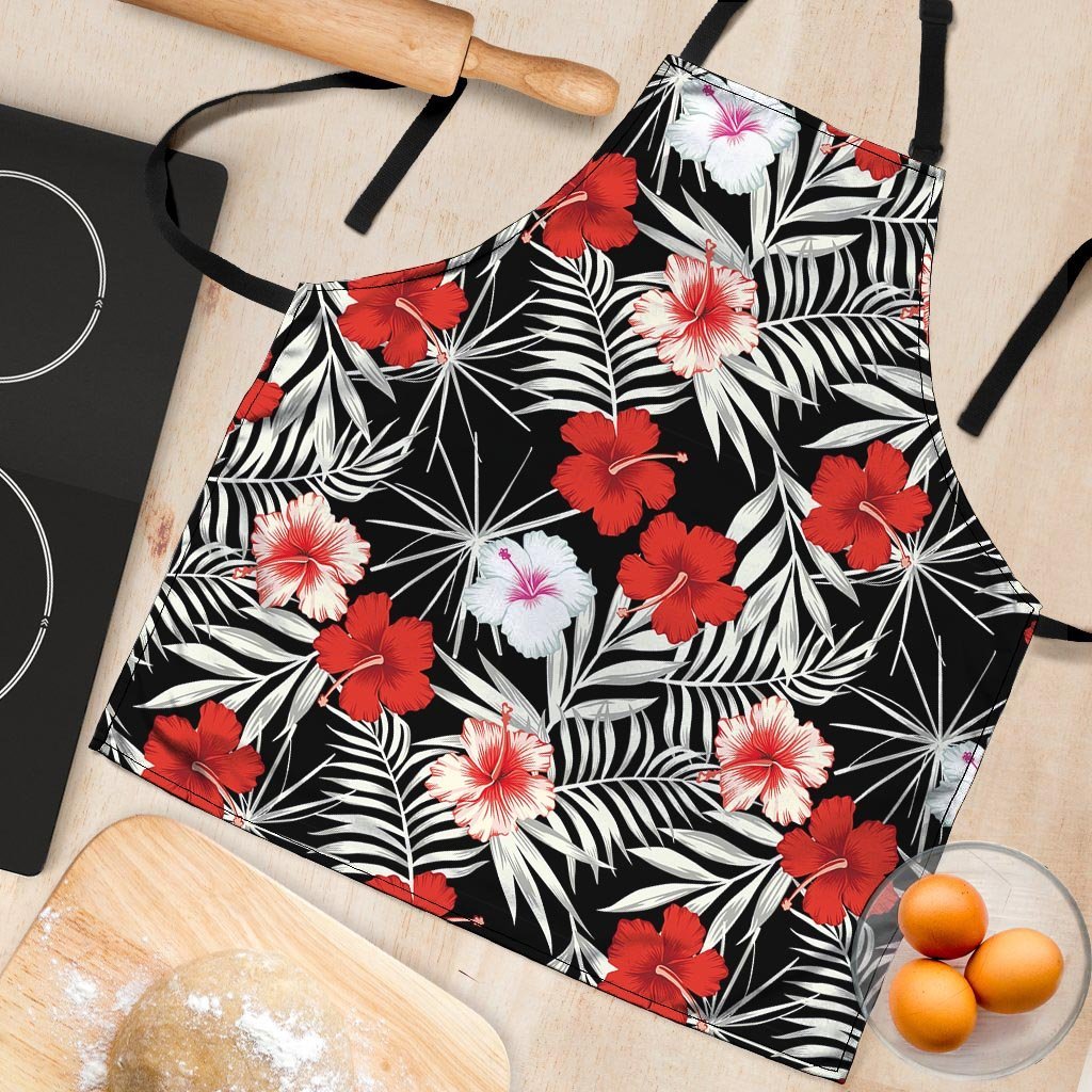 Red And White Hibiscus Flowers Hawaiian Print Women's Apron-grizzshop
