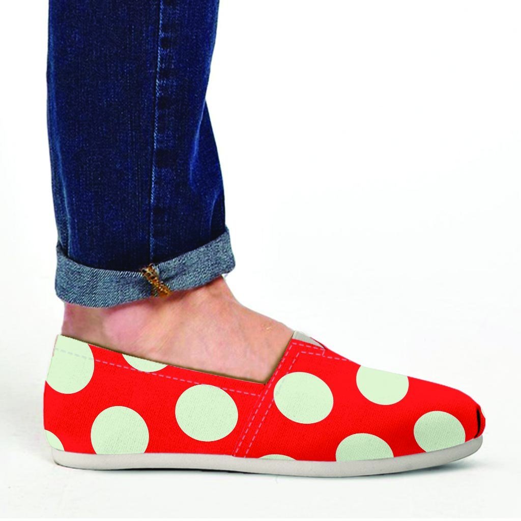 Red And White Polka Dot Canvas Shoes-grizzshop