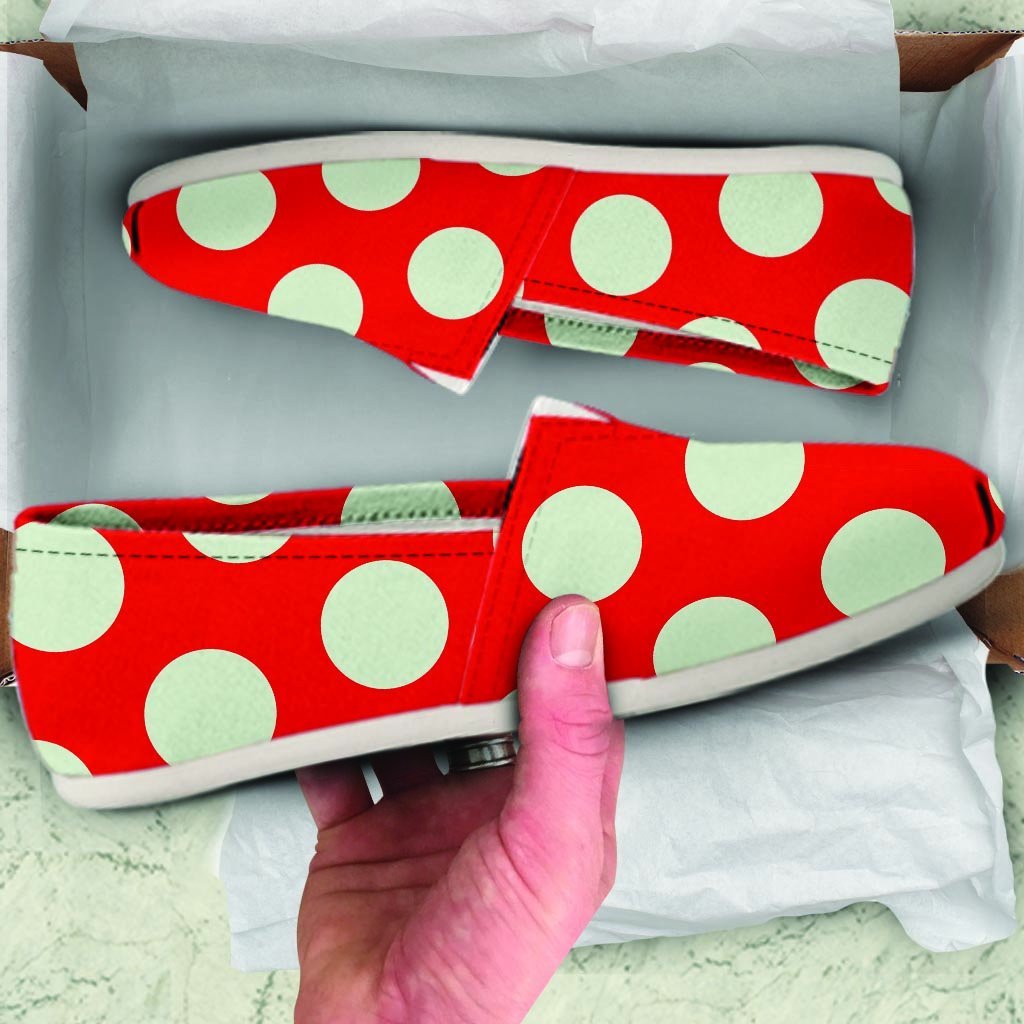 Red And White Polka Dot Canvas Shoes-grizzshop