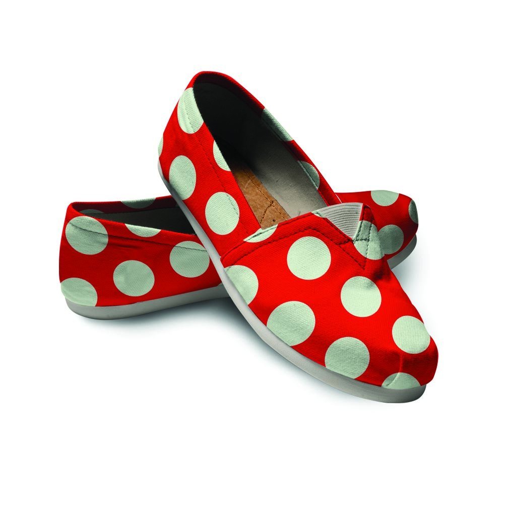 Red And White Polka Dot Canvas Shoes-grizzshop