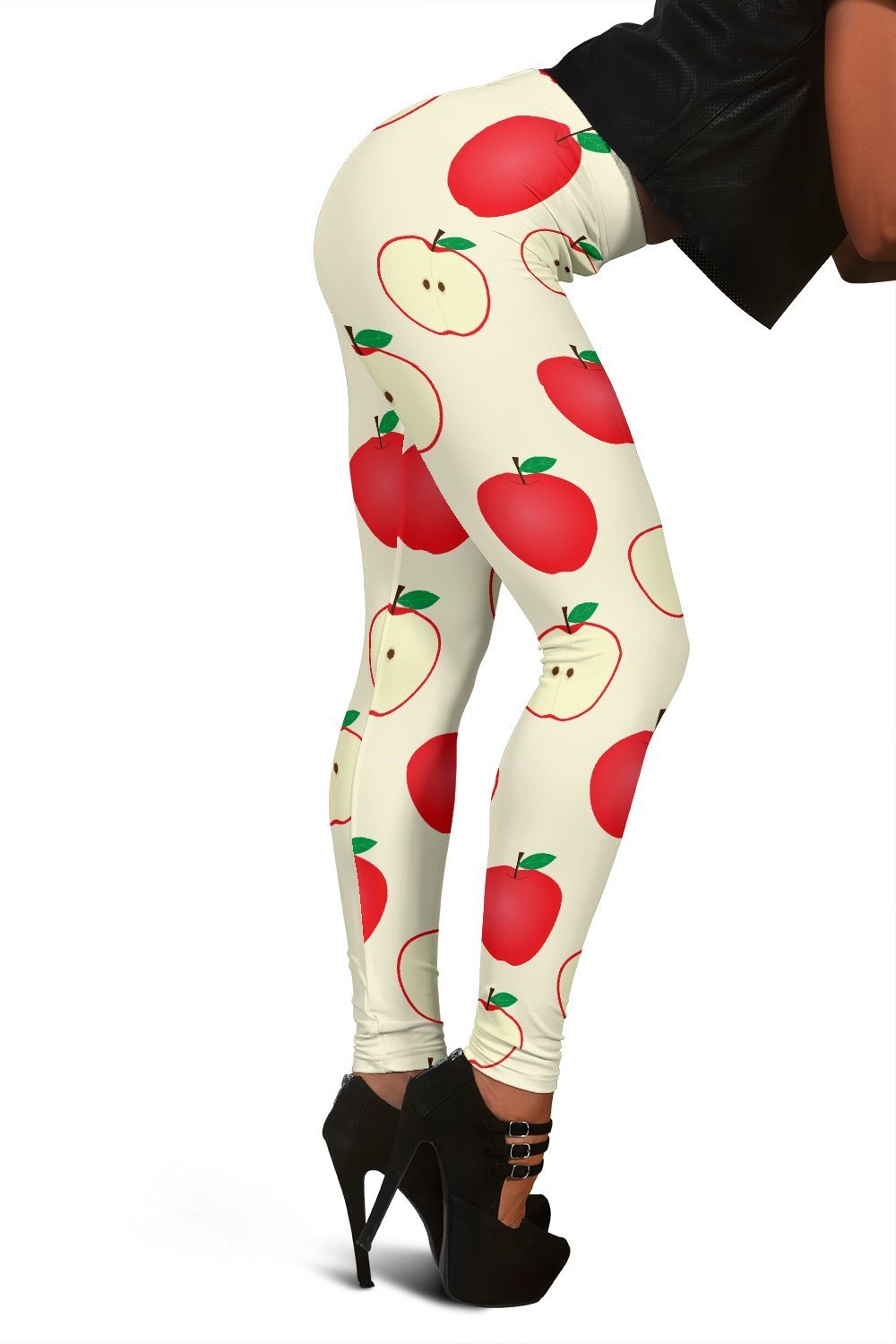 Red Apple Pattern Print Women Leggings-grizzshop