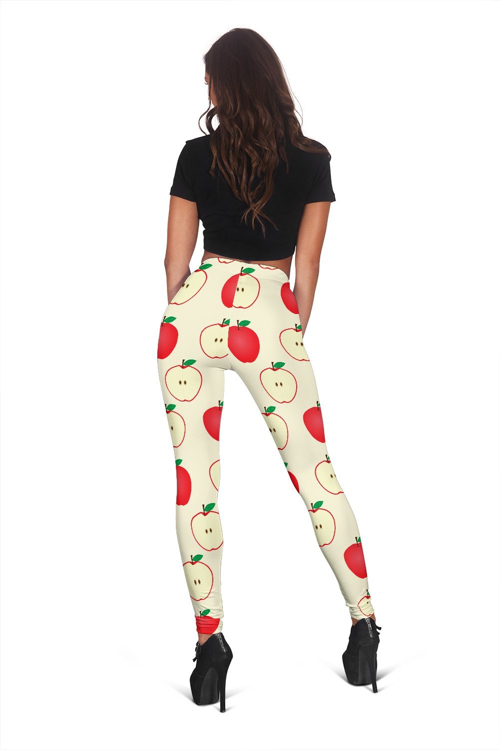 Red Apple Pattern Print Women Leggings-grizzshop