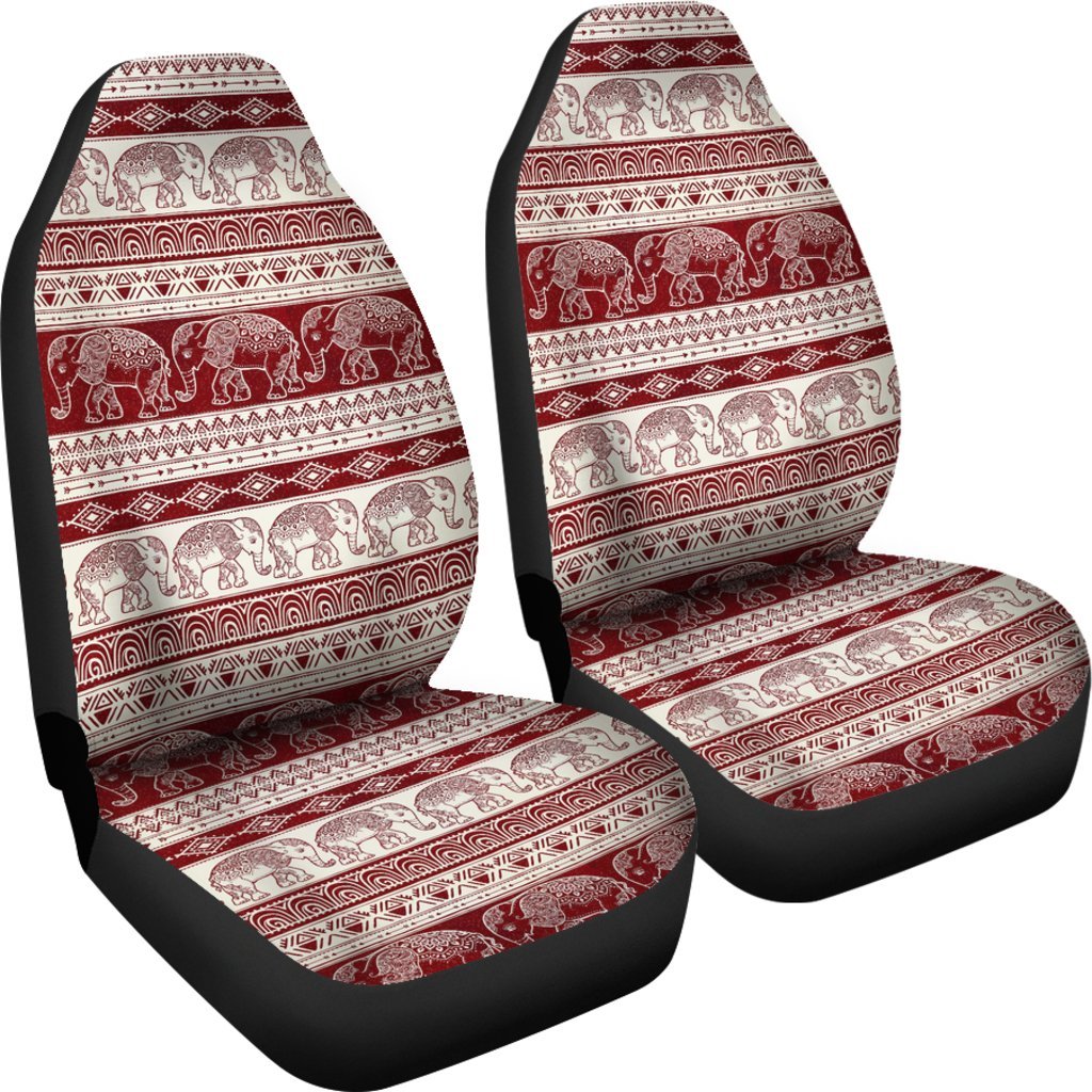 Red Aztec Elephant Pattern Print Universal Fit Car Seat Cover-grizzshop