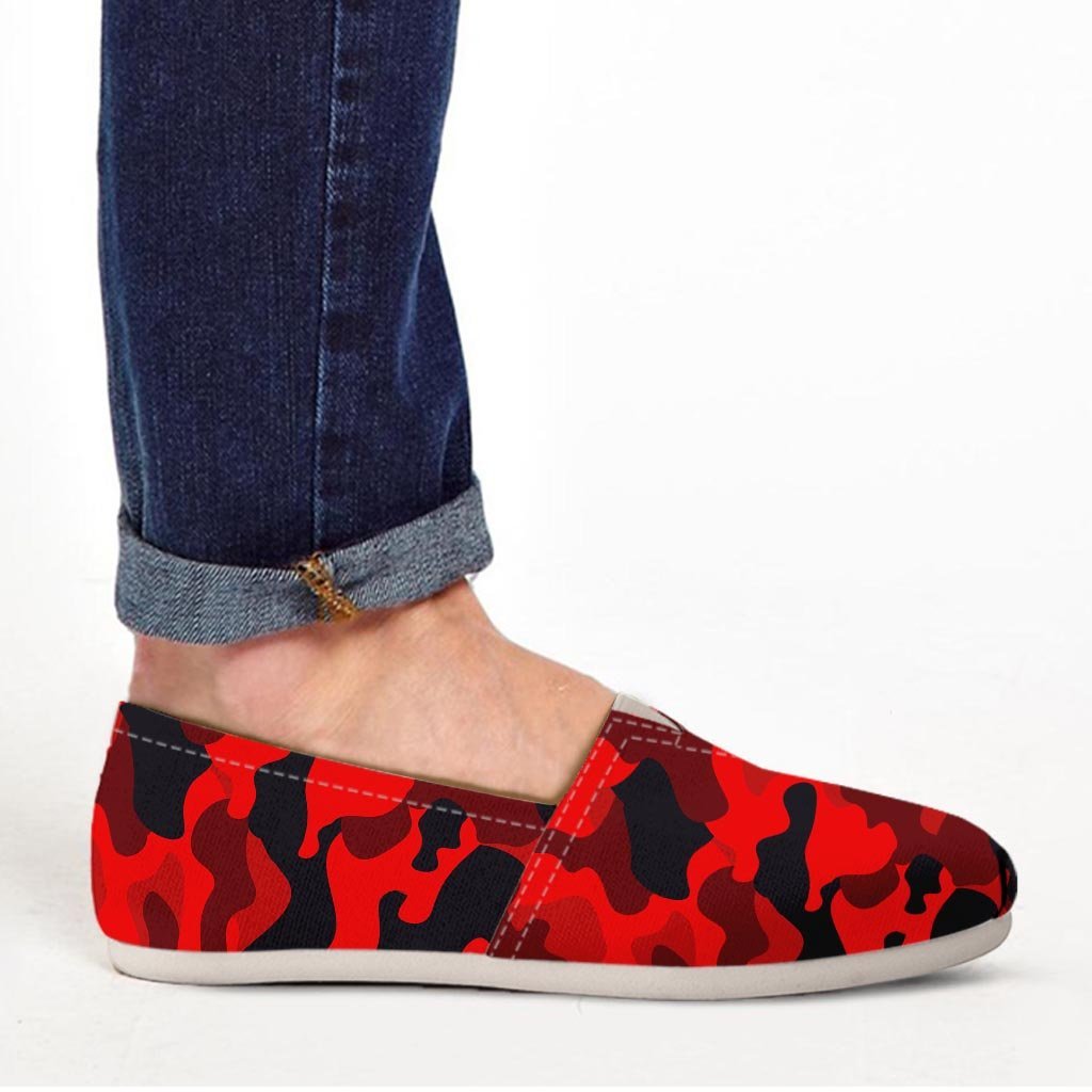 Red Camo Print Canvas Shoes-grizzshop