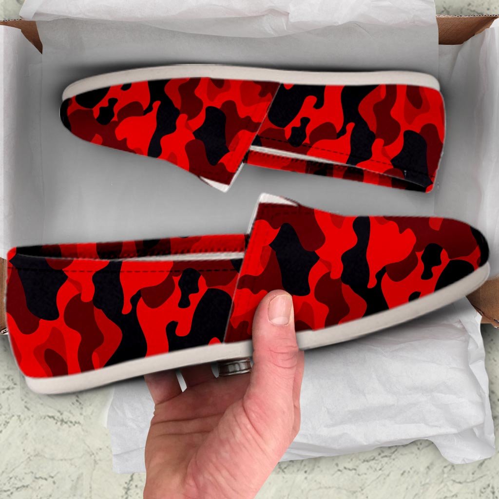 Red Camo Print Canvas Shoes-grizzshop