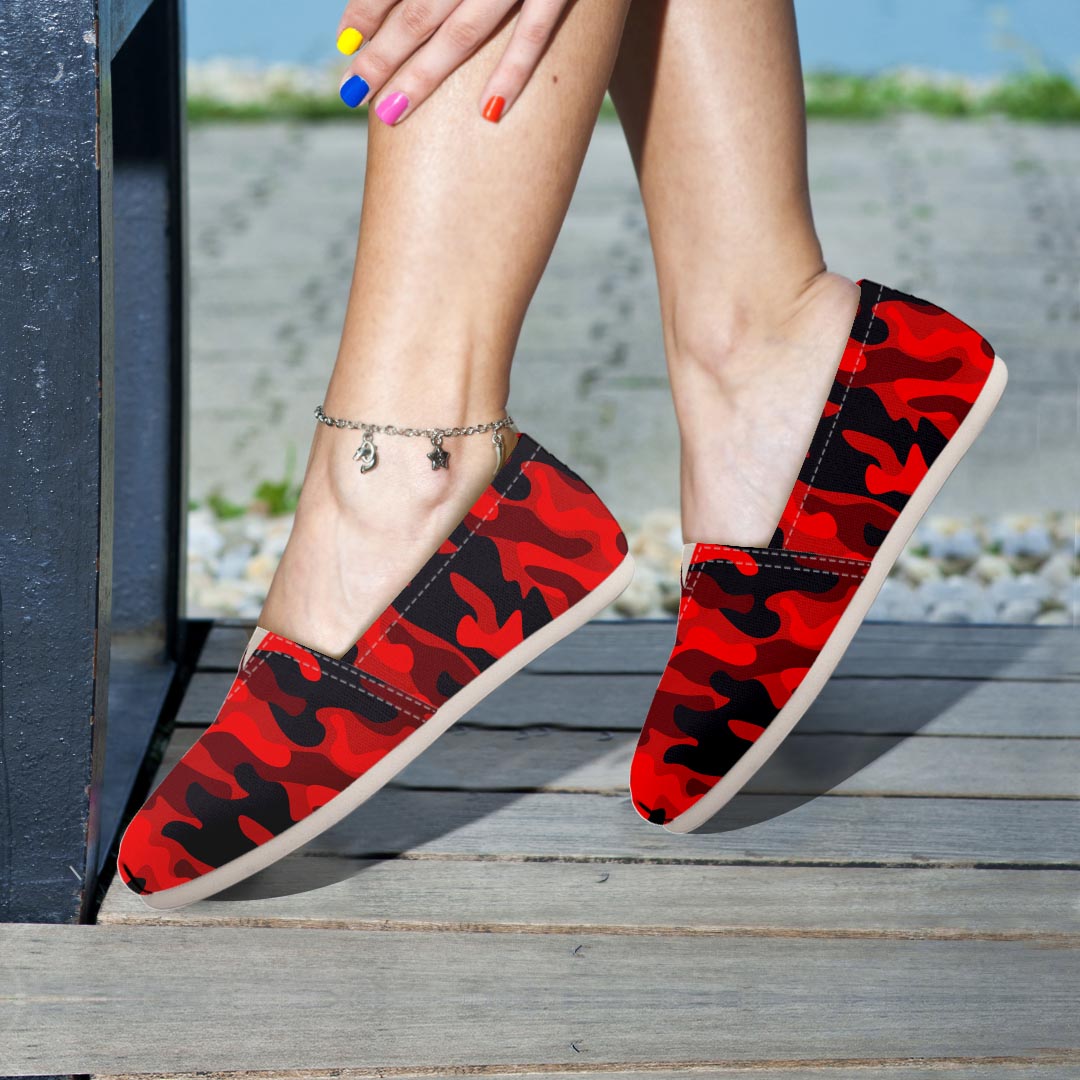 Red Camo Print Canvas Shoes-grizzshop