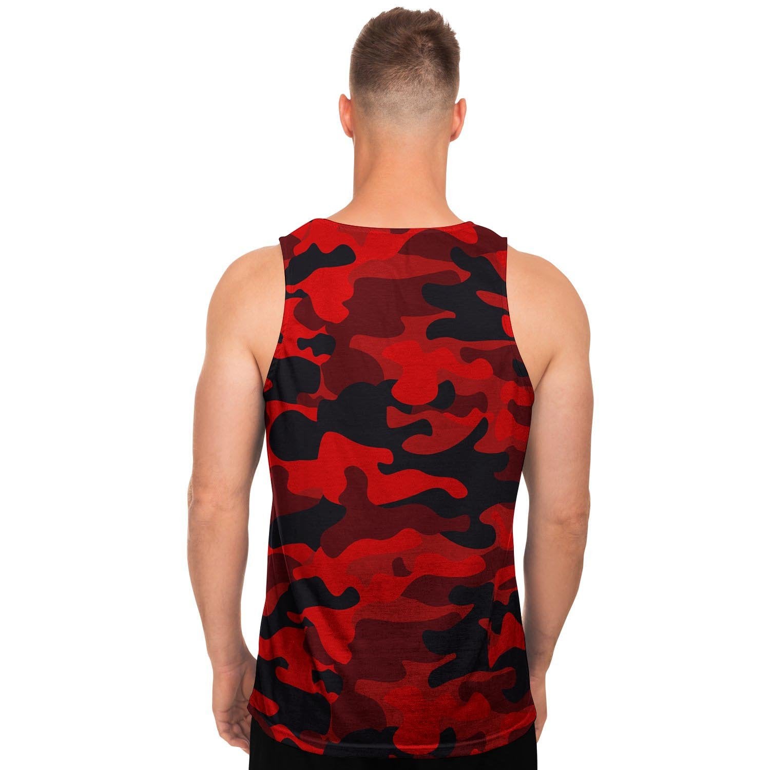 Red Camo Print Men's Tank Tops-grizzshop