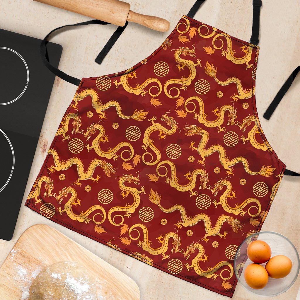 Red Chinese Dragon Women's Apron-grizzshop
