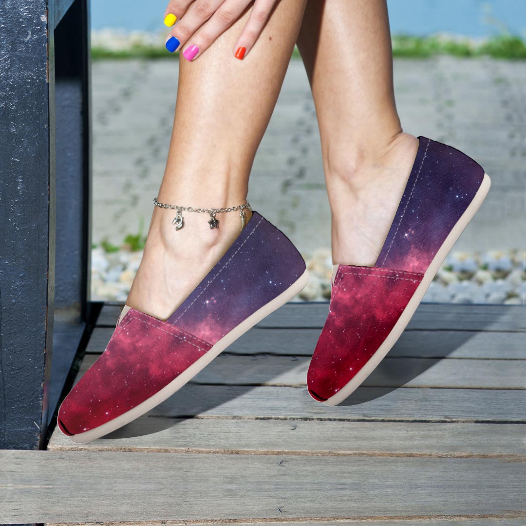 Red Cosmic Galaxy Space Canvas Shoes-grizzshop
