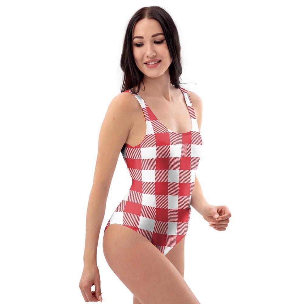 Red Lumberjack One Piece Swimsuite-grizzshop