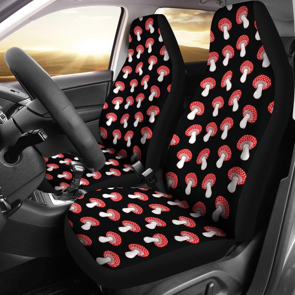 Red Mushroom Dot Print Pattern Universal Fit Car Seat Cover-grizzshop