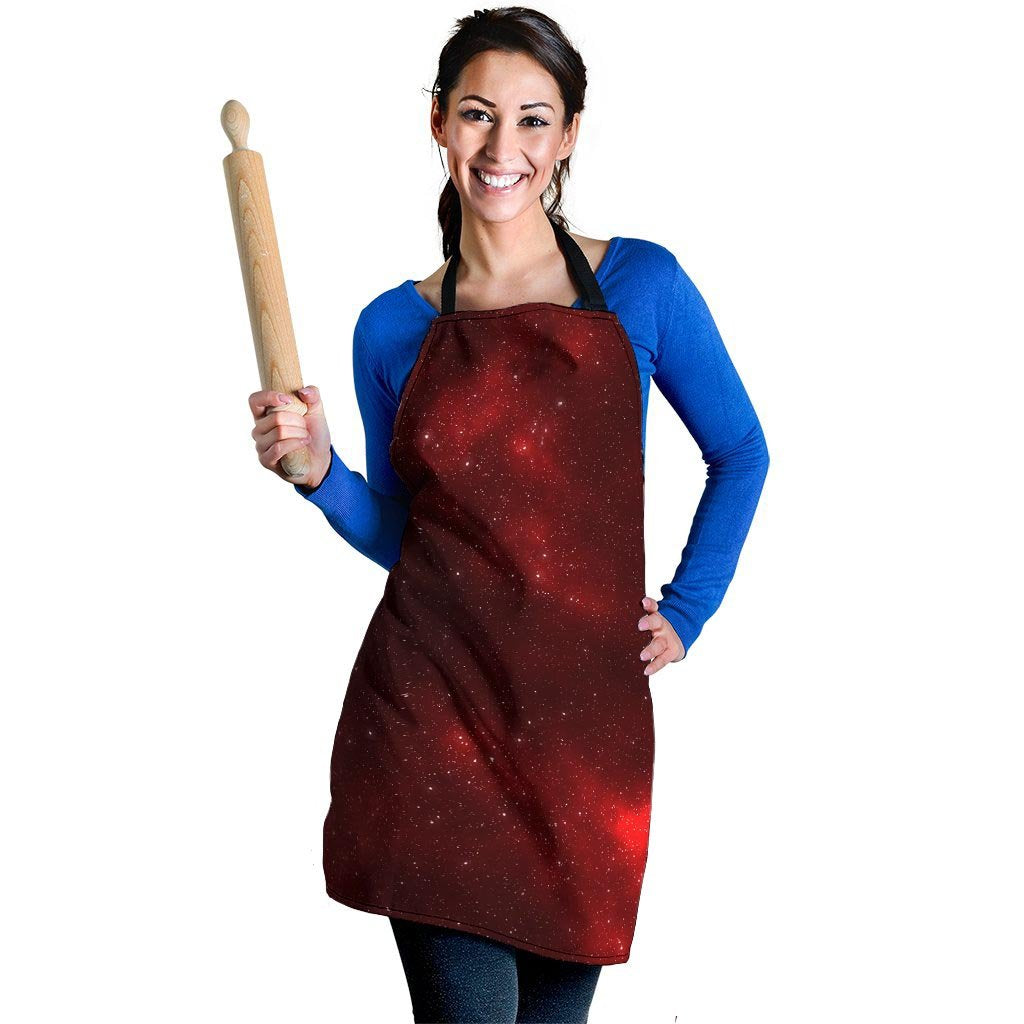 Red Nebula Galaxy Space Women's Apron-grizzshop