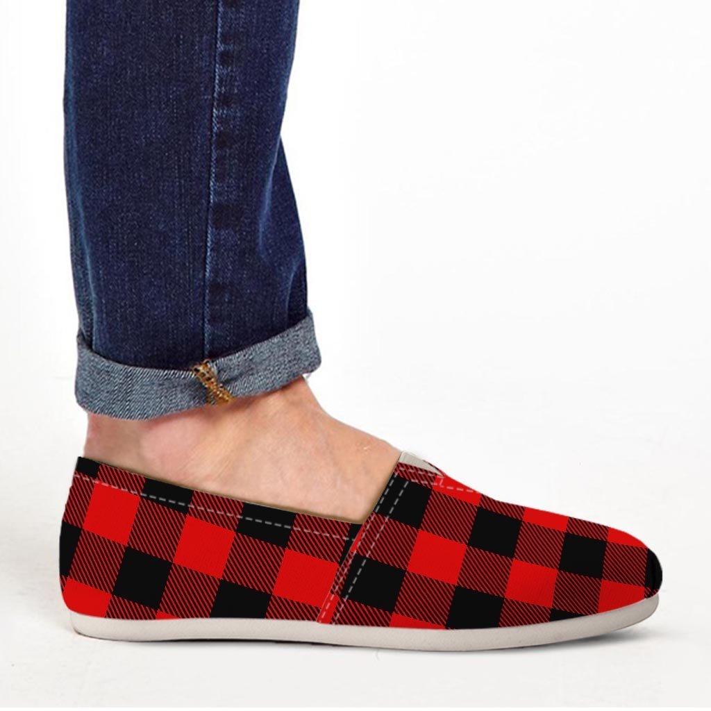 Red Plaid Canvas Shoes-grizzshop