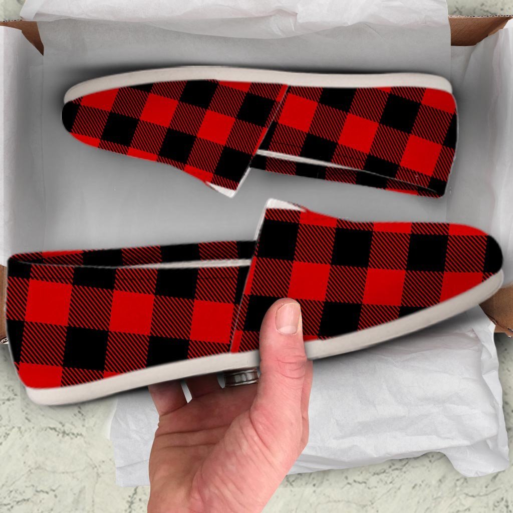 Red Plaid Canvas Shoes-grizzshop