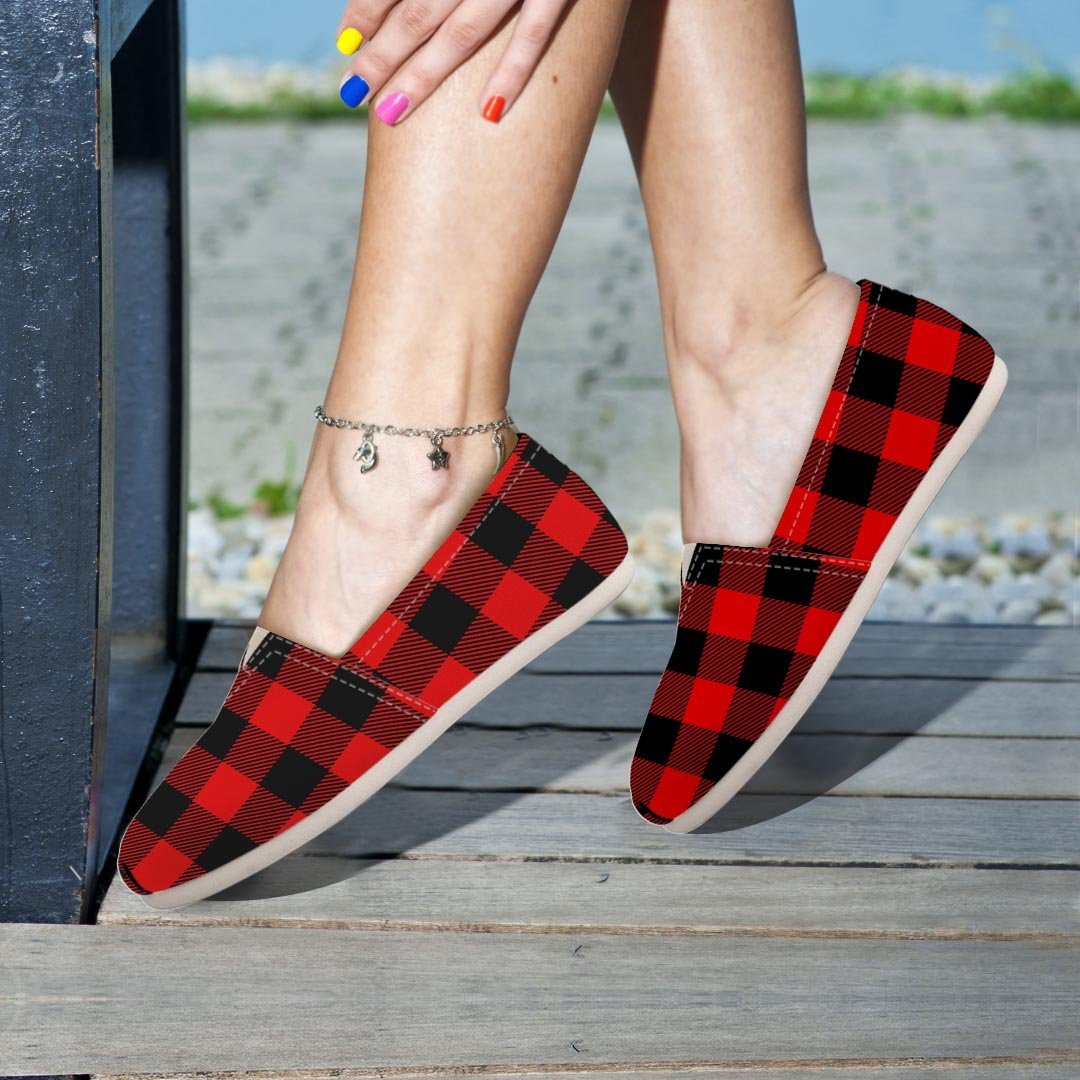 Red Plaid Canvas Shoes-grizzshop