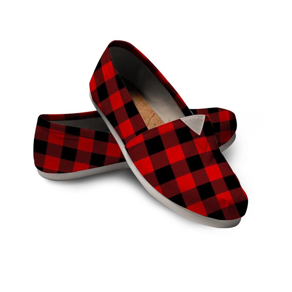 Red Plaid Canvas Shoes-grizzshop