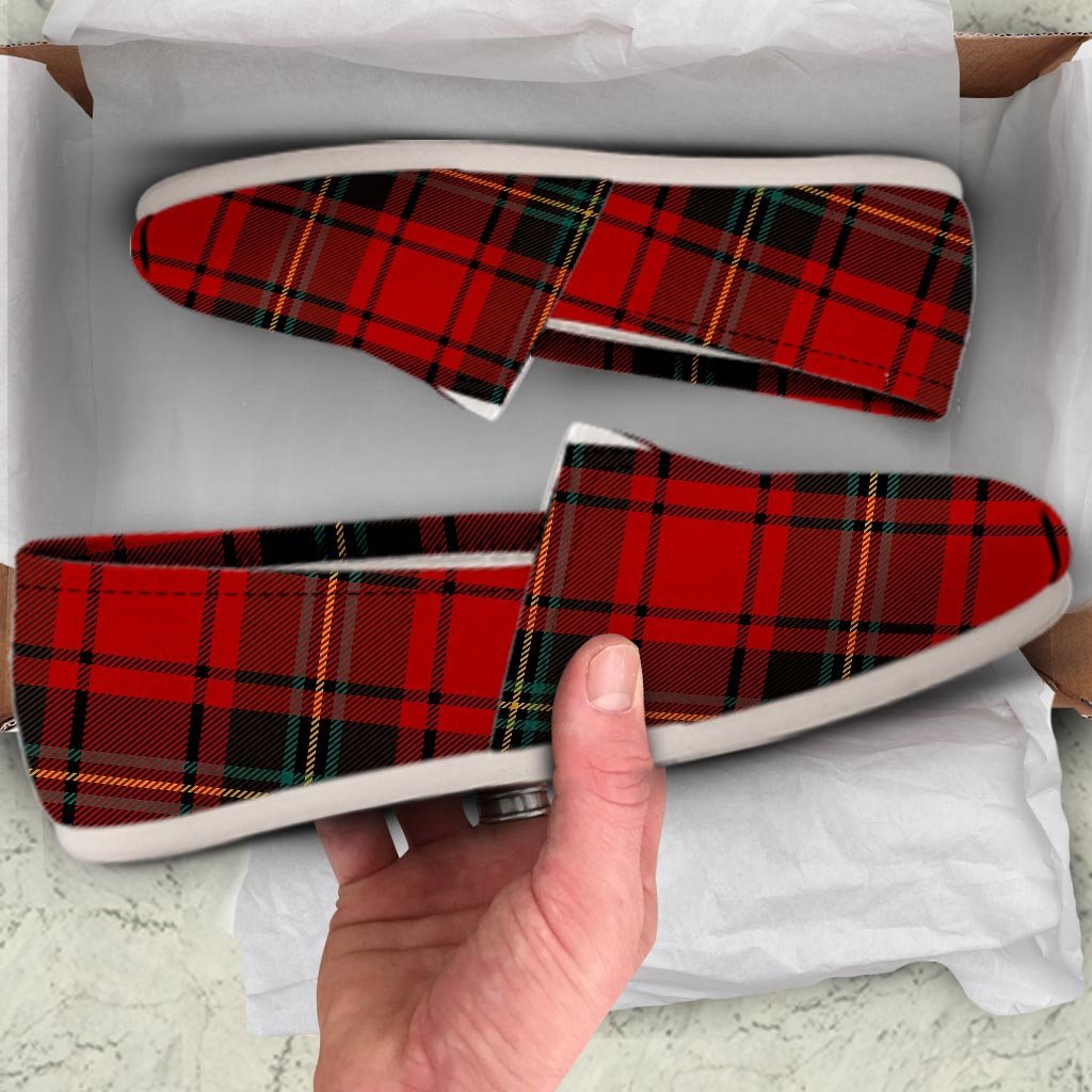 Red Plaid Tartan Canvas Shoes-grizzshop