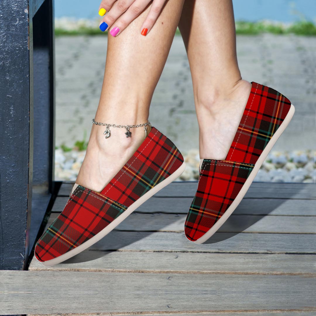 Red Plaid Tartan Canvas Shoes-grizzshop